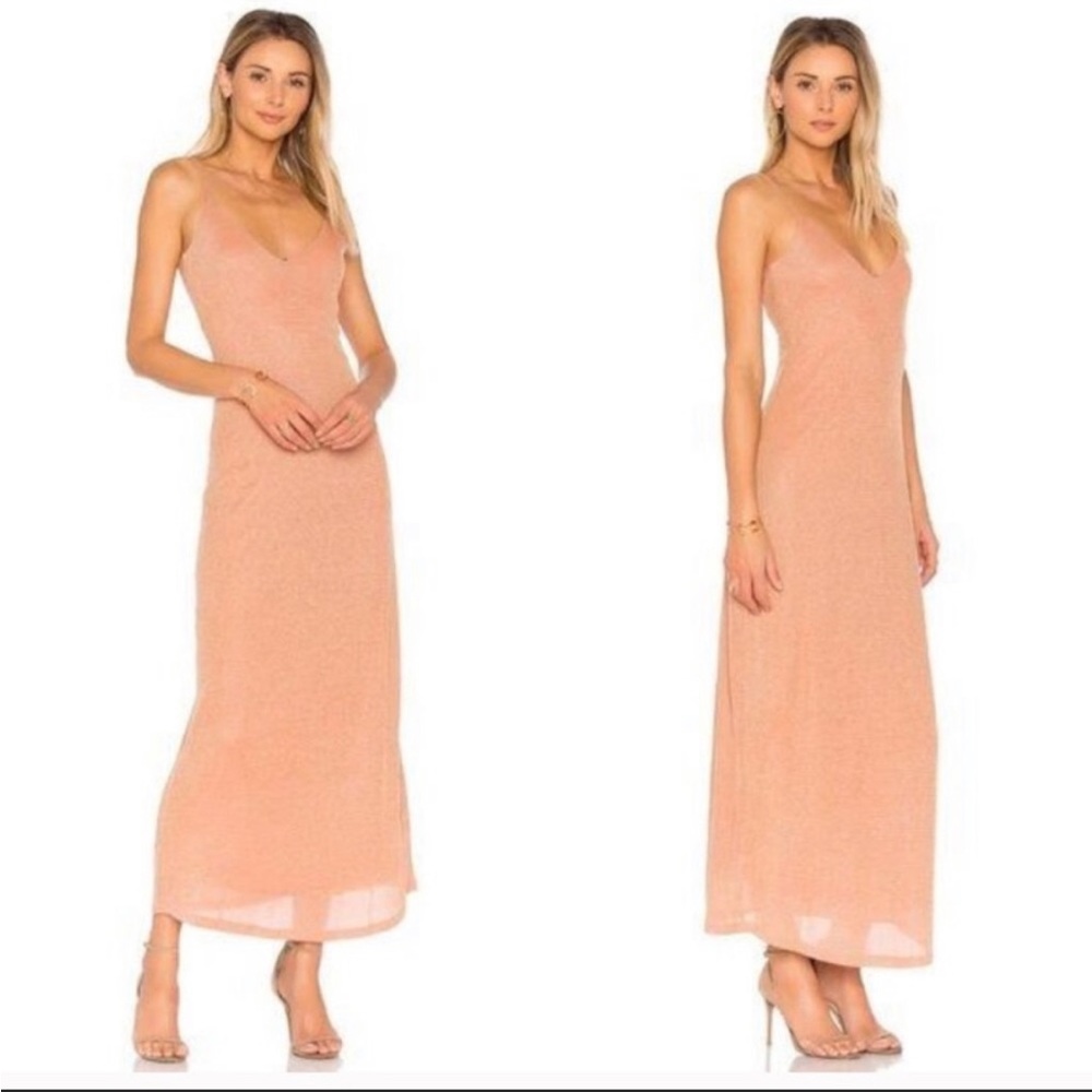 PRIVACY PLEASE pink metallic maxi dress SIZE XS